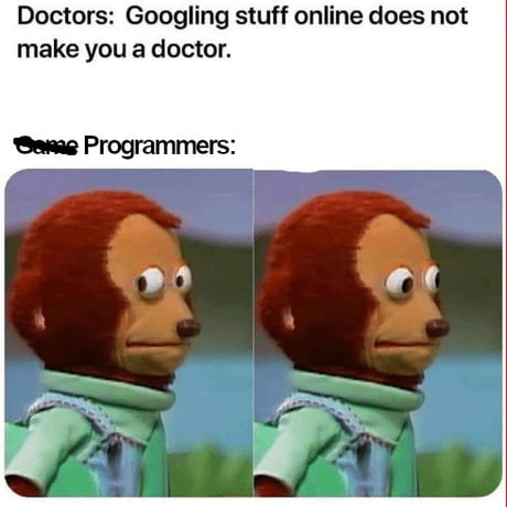Meme: a developer's real skill is knowing what to type into a search engine.